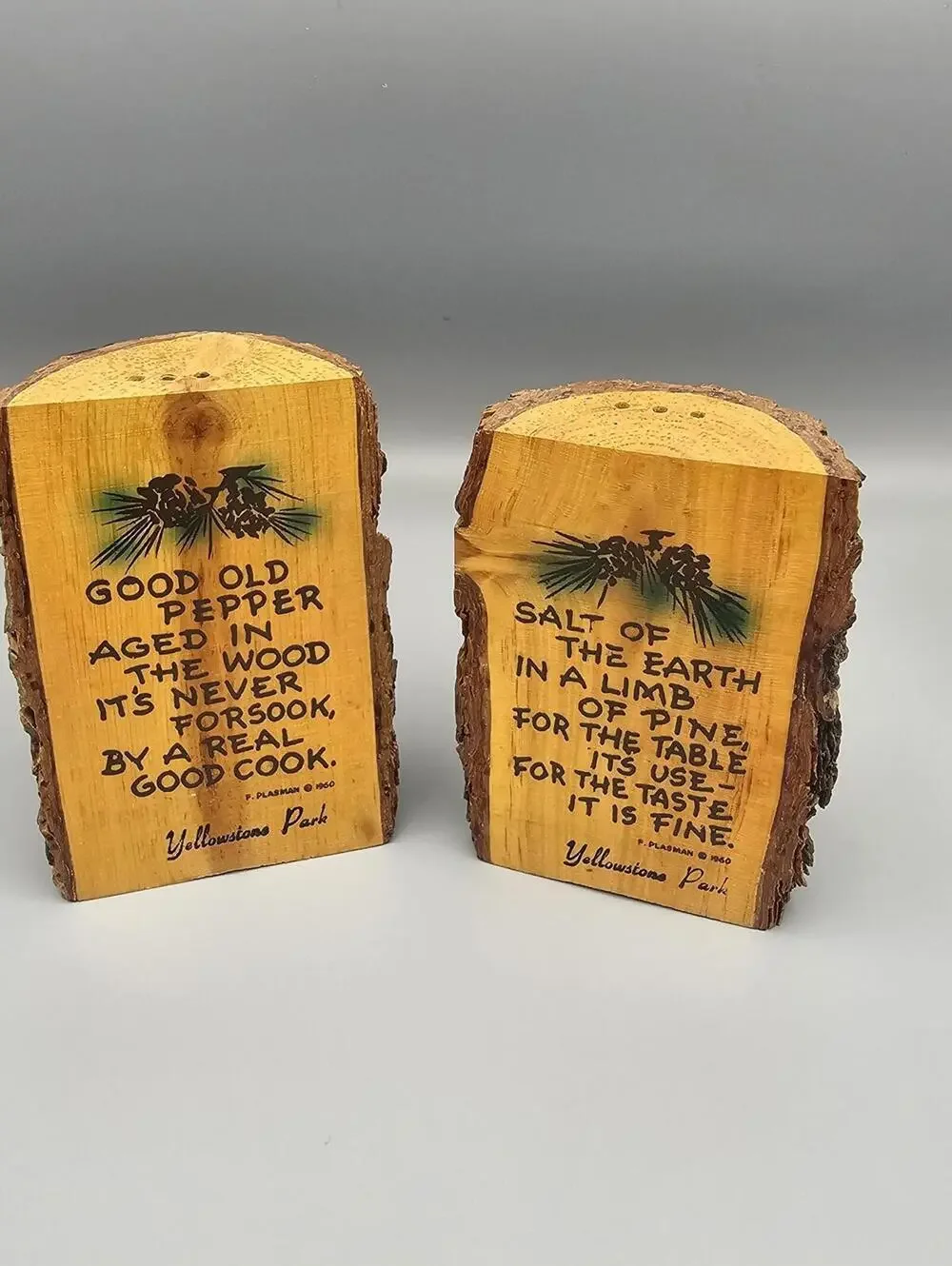 Vintage Yellowstone Park Wooden Salt and Pepper Shakers